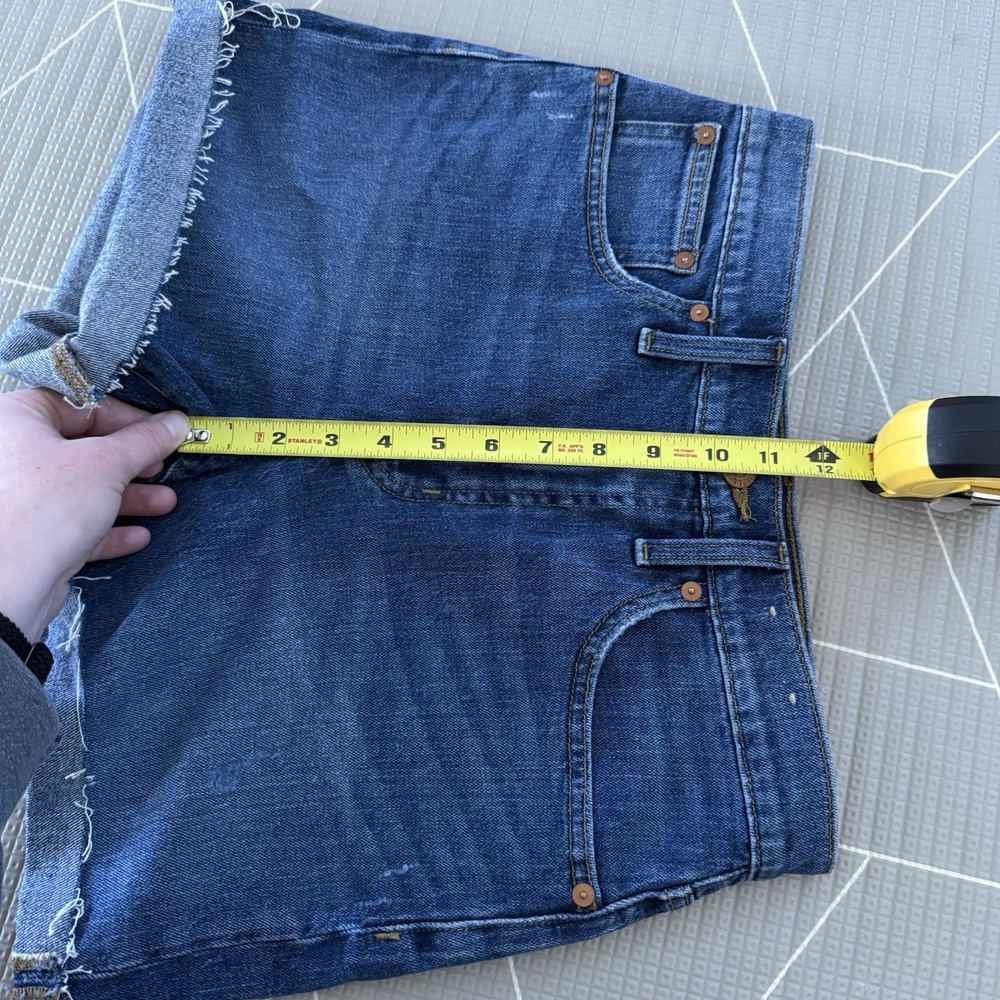 Madewell High Rise Denim Shorts Size 27 Raw Hem Rolled Cuff - Picture 7 of 8